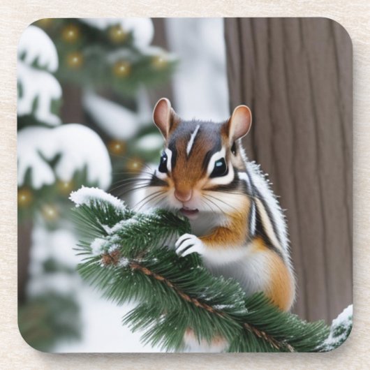 Weihnachts-Chipmunk-Kunststoff-Untersetzer Getränkeuntersetzer (Vorderseite)