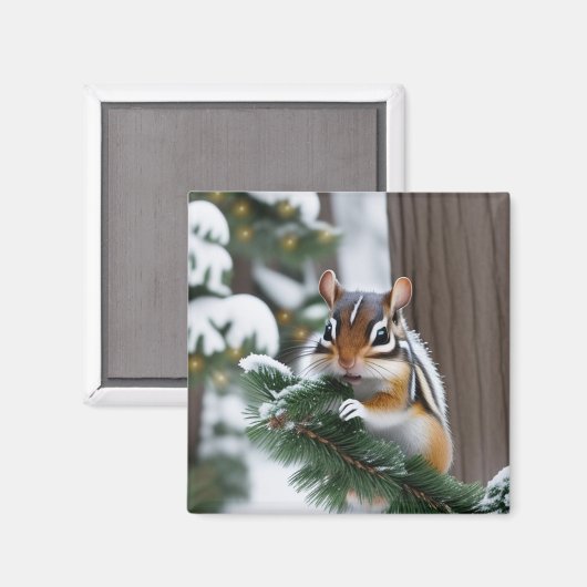 Weihnachts-Chipmunk Magnet (Vorderseite/Rückseite)