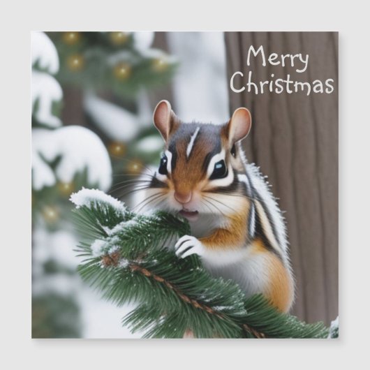 Weihnachts-Chipmunk-Magnetkarte Magnetkarte (Vorderseite)