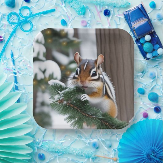 Weihnachts-Chipmunk Pappteller (Party)