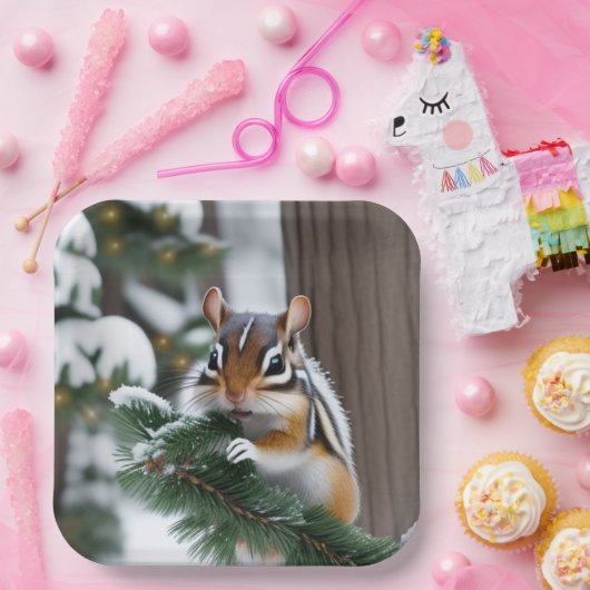 Weihnachts-Chipmunk Pappteller (Party)