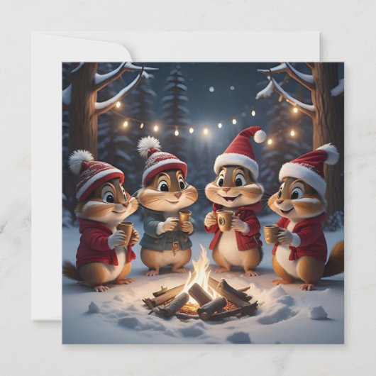 Weihnachts Chipmunks Grußkarte Feiertagskarte (Vorderseite)