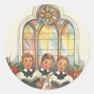 Weihnachts-Chor-Jungen im Vintage-Stil Runder Aufkleber