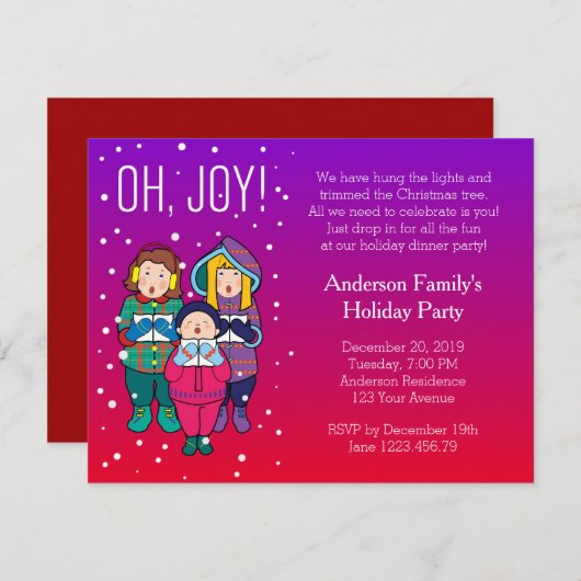 Weihnachts-Chorale Winter-Party Einladung (Vorne/Hinten)