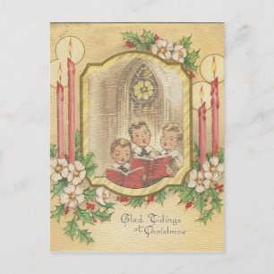 Weihnachts-Chorknaben mit Kerzen im Vintage-Stil Feiertagspostkarte