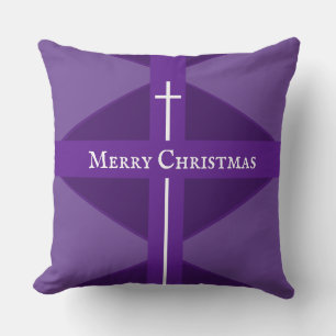 Weihnachts Christlicher Lila Wurfkissen Kissen