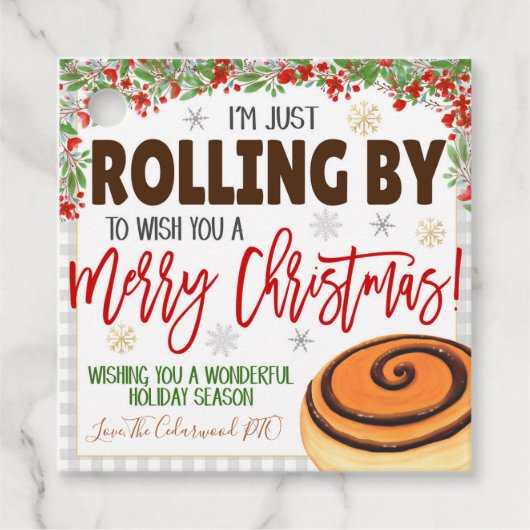 Weihnachts-Cinnamon Roll-Geschenk-Tag Geschenkanhänger (Vorderseite)