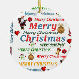 Weihnachts-Circle-Ornament, Frohe Weihnachten Keramik Ornament