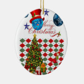 Weihnachts-Circle-Ornament, Frohe Weihnachten Keramik Ornament (Rechts)