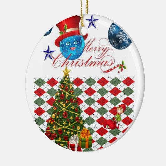 Weihnachts-Circle-Ornament, Frohe Weihnachten Keramik Ornament (Links)