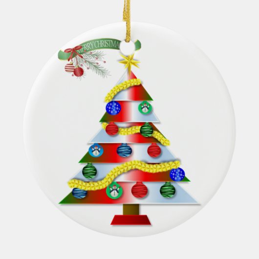 Weihnachts-Circle-Ornament, Frohe Weihnachten Keramik Ornament (Hinten)