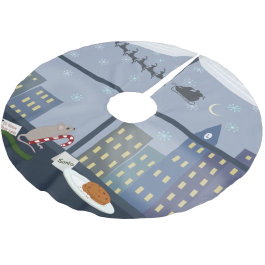 Weihnachts-City-Maus Polyester Weihnachtsbaumdecke (Schrägansicht)