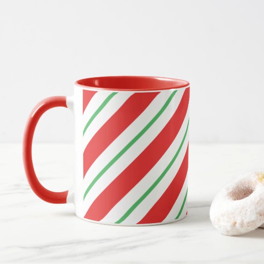 Weihnachts Classic Candy Cane Streifen Tasse (Mit Donut)