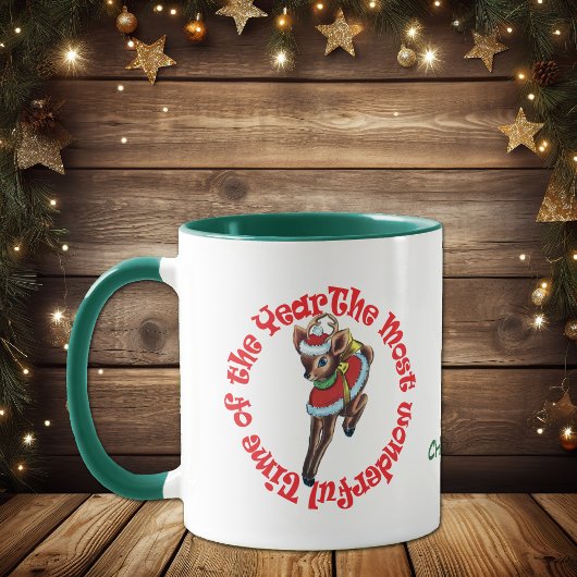 Weihnachts Classic Retro Rentier Wunderschöne Zeit Tasse