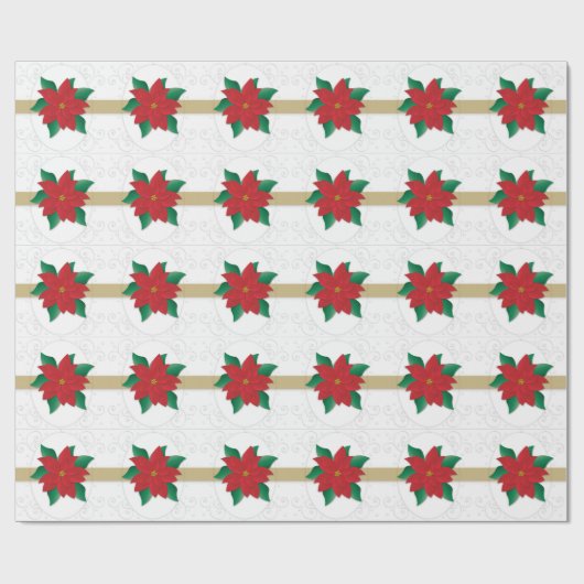 Weihnachts Classy Red Poinsettia Embossed-like Geschenkpapier (Flach)