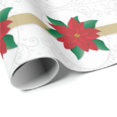 Weihnachts Classy Red Poinsettia Embossed-like Geschenkpapier (Rolleneckpunkt)
