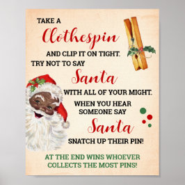 Weihnachts-Clothespin-Spiel-Zeichen Poster