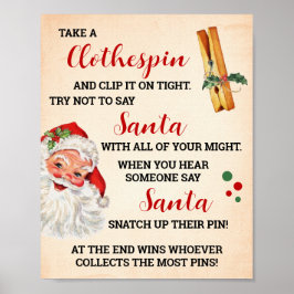 Weihnachts-Clothespin-Spiel-Zeichen Poster