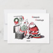 Weihnachts-Clown hilft Weihnachtsmann Feiertagskarte (Rückseite)