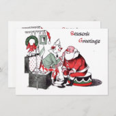 Weihnachts-Clown hilft Weihnachtsmann Feiertagskarte (Vorne/Hinten)