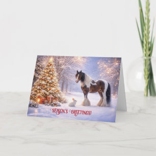 Weihnachts-Clydesdale-Pferd Weihnachtsgrüße Baum Feiertagskarte