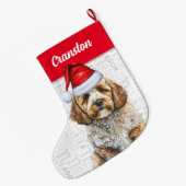 Weihnachts Cockapoo Santa mit dem Namen des Hundes Großer Weihnachtsstrumpf (Rückseite (Hängend))