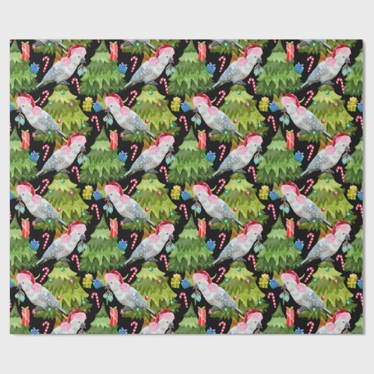 Weihnachts-Cockatoo-Muster-Papier Geschenkpapier (Flach)