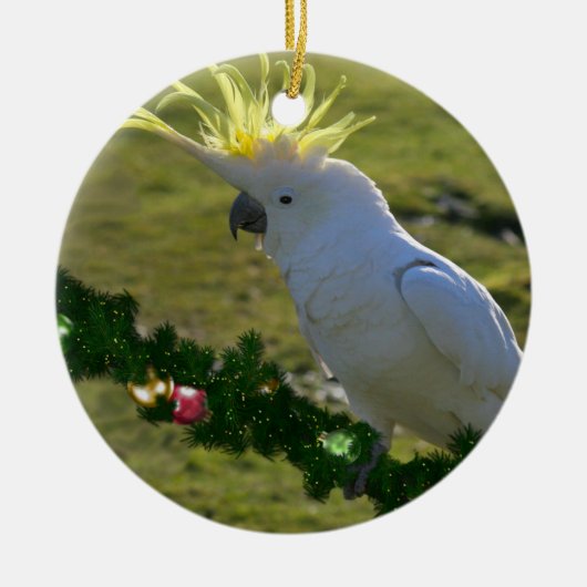Weihnachts-Cockatoo-Vogel in Australien Keramikornament (Vorne)