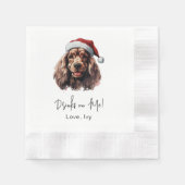 Weihnachts-Cocker Spaniel Dog Drinks auf mir Serviette (Vorderseite)