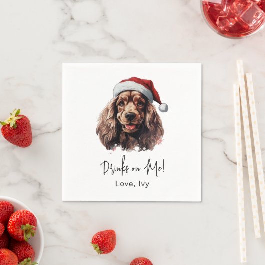 Weihnachts-Cocker Spaniel Dog Personalisierte Getr Serviette (Beispiel)