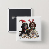 Weihnachts Cocker Spaniel Hunde Button (Vorne & Hinten)