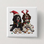 Weihnachts Cocker Spaniel Hunde Button (Vorderseite)