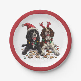 Weihnachts Cocker Spaniel Hunde Pappteller