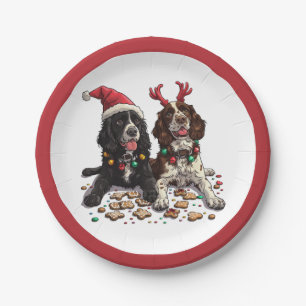 Weihnachts Cocker Spaniel Hunde Pappteller