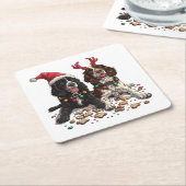 Weihnachts Cocker Spaniel Hunde Rechteckiger Pappuntersetzer (angewinkelt)