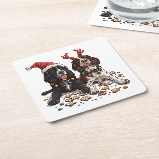 Weihnachts Cocker Spaniel Hunde Rechteckiger Pappuntersetzer (angewinkelt)