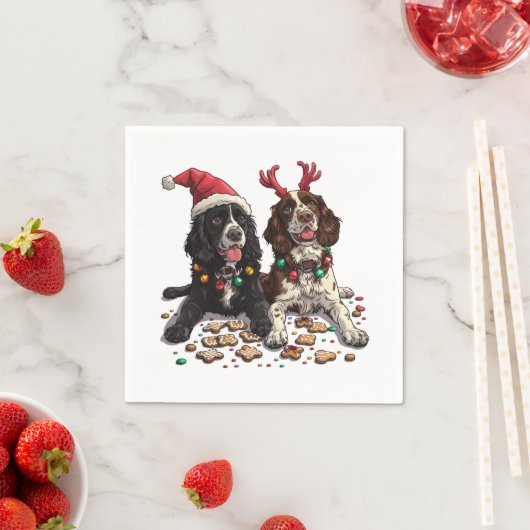 Weihnachts Cocker Spaniel Hunde Serviette (Beispiel)