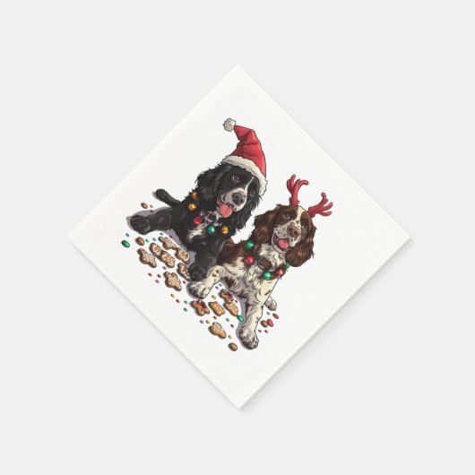 Weihnachts Cocker Spaniel Hunde Serviette (Ecke)