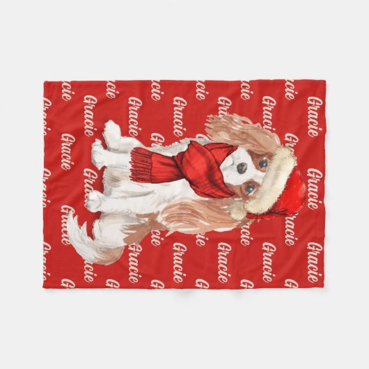 Weihnachts-Cocker Spaniel mit Hundenname Fleecedecke (Vorderseite (Horizontal))