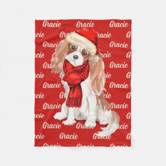 Weihnachts-Cocker Spaniel mit Hundenname Fleecedecke (Vorderseite)