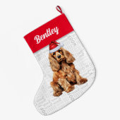 Weihnachts-Cocker Spaniel mit Hundenname Großer Weihnachtsstrumpf (Rückseite (Hängend))