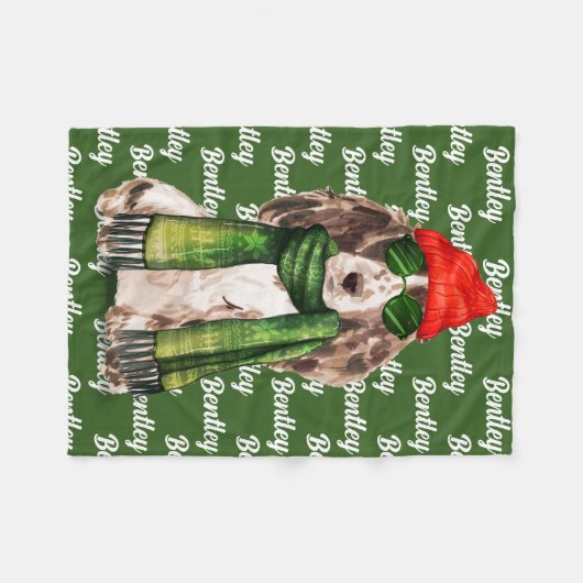 Weihnachts-Cocker Spaniel Santa Dog's Name Fleecedecke (Vorderseite (Horizontal))