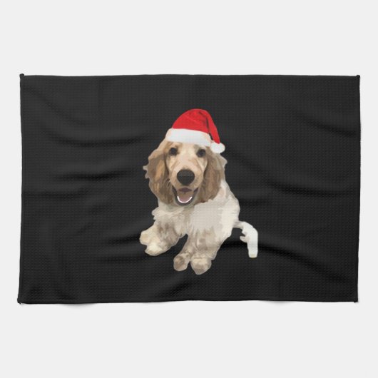 Weihnachts-Cocker-Spaniel (Weiß) Essential T-Shirt Geschirrtuch (Horizontal)