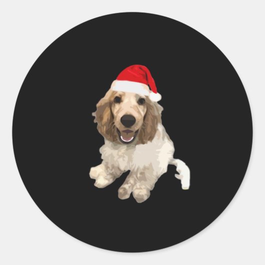 Weihnachts-Cocker Spanisch (Weiß) Essenzieller T - Runder Aufkleber (Vorderseite)