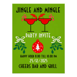 Weihnachts-Cocktail Drinks Party laden ein Poster