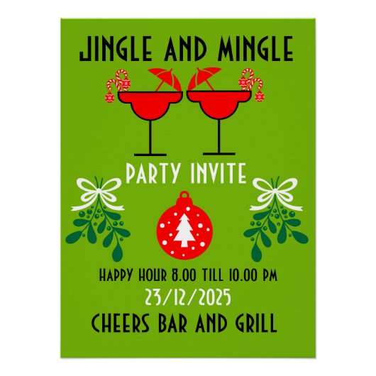 Weihnachts-Cocktail Drinks Party laden ein Poster (Vorderseite)