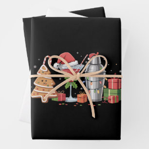 Weihnachts-Cocktail Espresso Martini Trinkparty Geschenkpapier Set