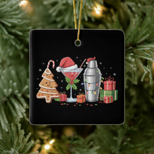 Weihnachts-Cocktail Espresso Martini Trinkparty Keramikornament