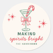 Weihnachts-Cocktail 'Making Spirits Bright' Runder Aufkleber (Vorderseite)