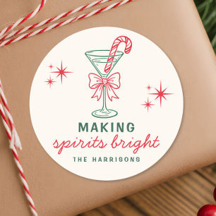 Weihnachts-Cocktail 'Making Spirits Bright' Runder Aufkleber